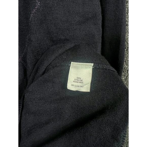 Nordstrom Extra Fine Merino Wool Argyle Sweater Mens Size XL Blue Purple V-Neck - Picture 4 of 4